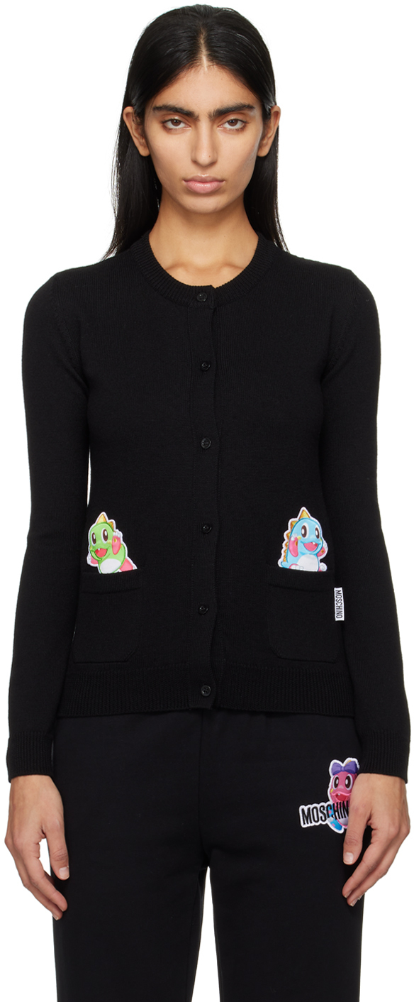 Moschino Black Patch Cardigan In A0555 Black