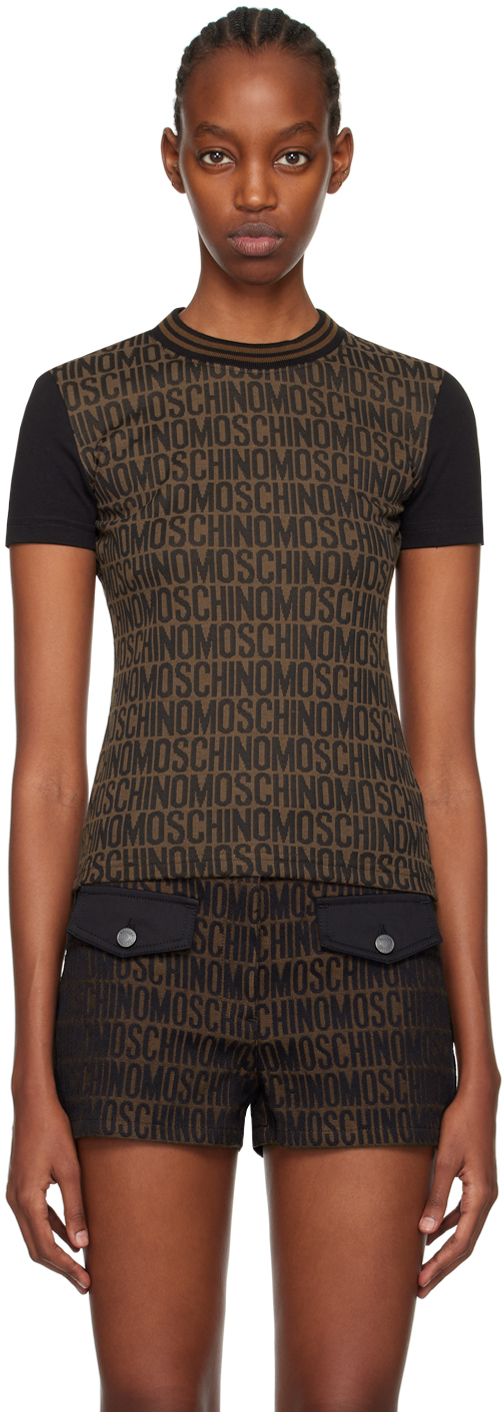 Moschino Brown Jacquard T-shirt In A3103 Brown