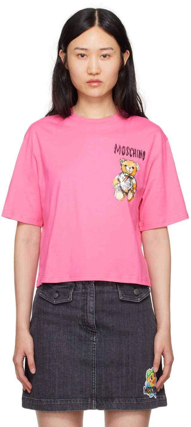 Shop Moschino Pink Archive Teddy Bear T-shirt In V1208 Fantasy Fucsia