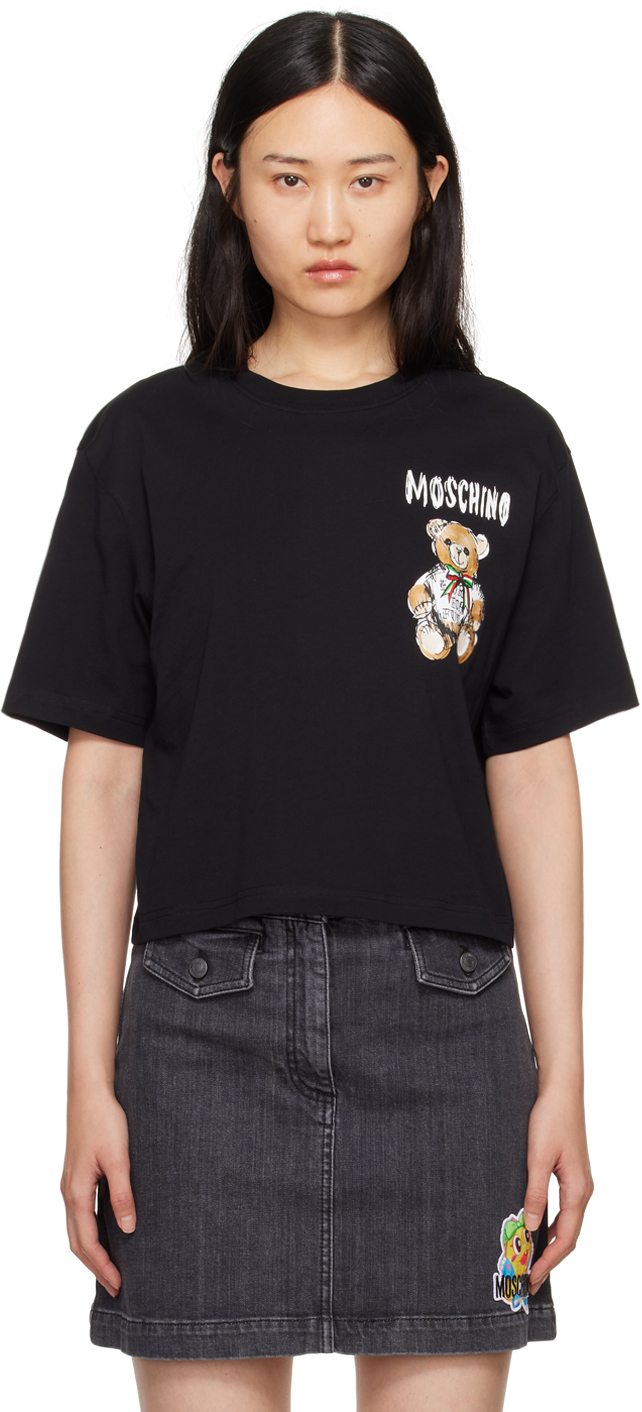 Shop Moschino Black Archive Teddy Bear T-shirt In V1555 Fantasy Black