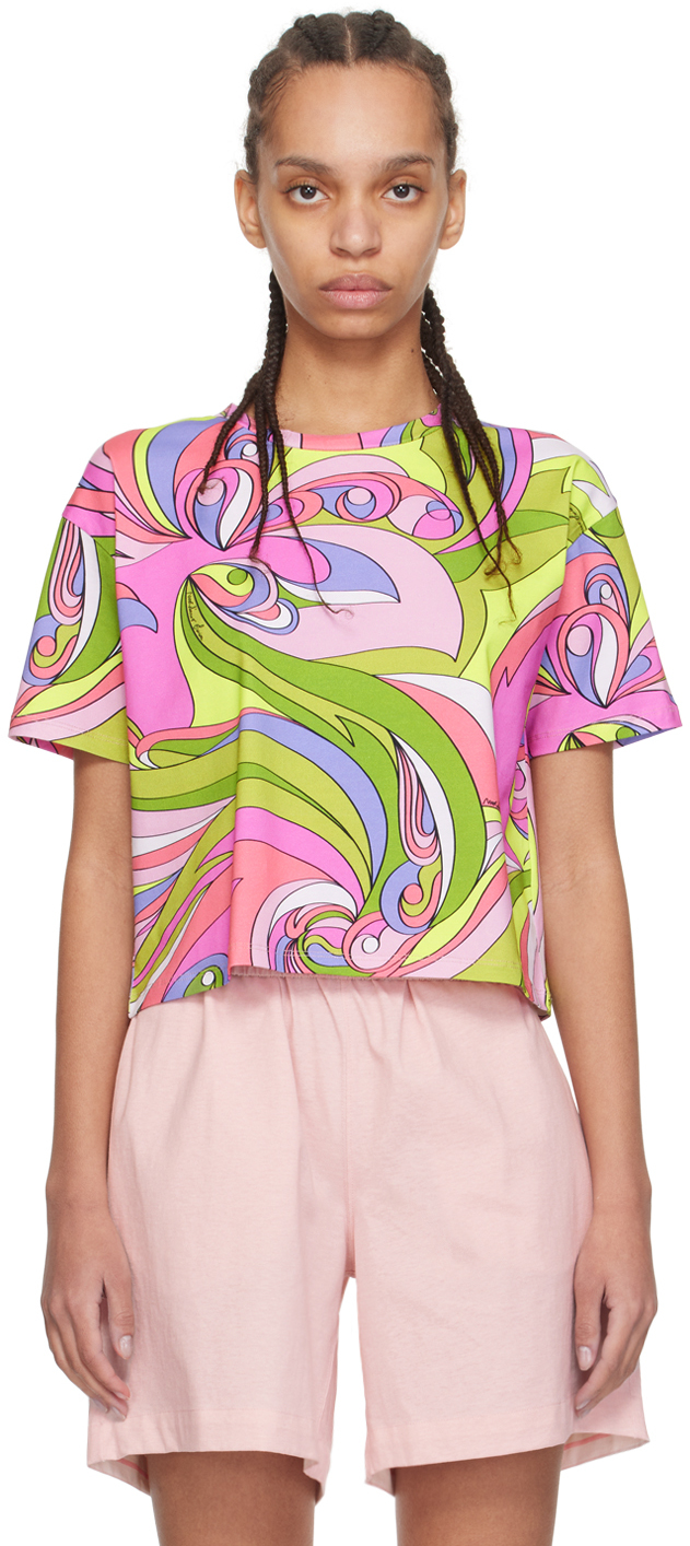 Moschino Multicolor Printed T-shirt In A1206 Fucsia