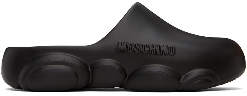 【関税込み】Moschino ブラック ラバー Teddy Sole スリッポン Moschinoのブラック ラバー Teddy Sole スリッポンがセール中