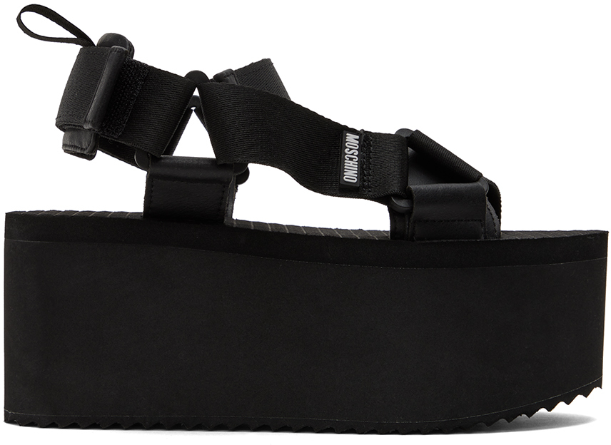 Black Wedge Sandals