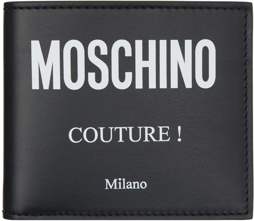 Shop Moschino Black Logo Wallet In A2555 Fantasy Print