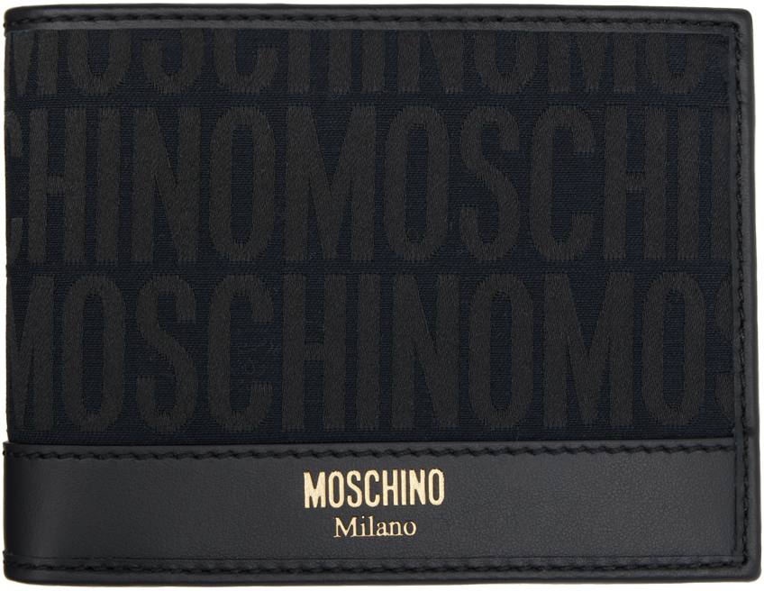 Moschino Black All-over Logo Wallet In A1555 Fantasy Black