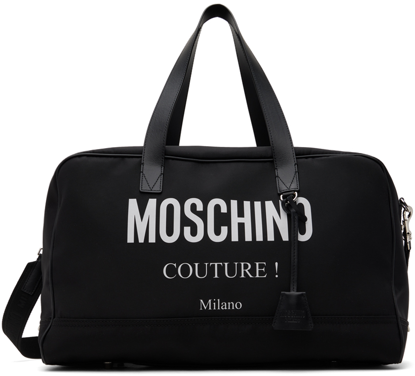 Moschino Black Travel Bag In Fantasy Print Black