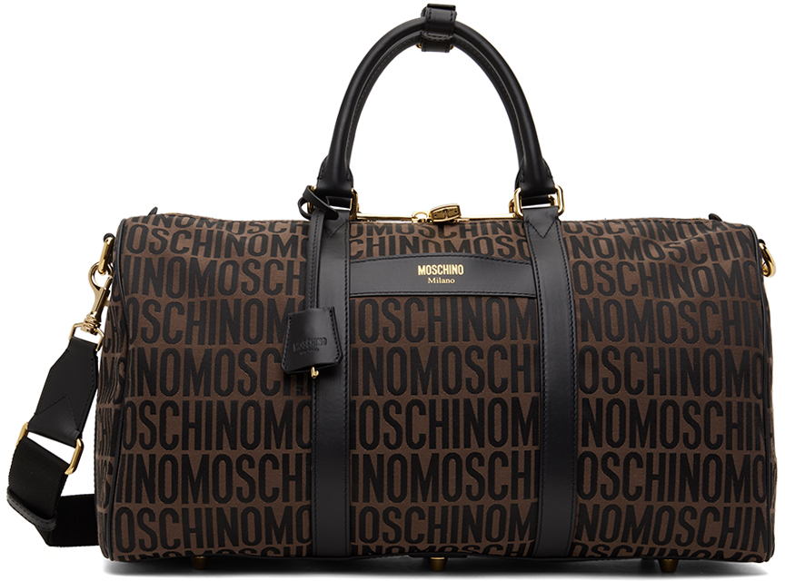 Moschino Brown Logo Duffle Bag