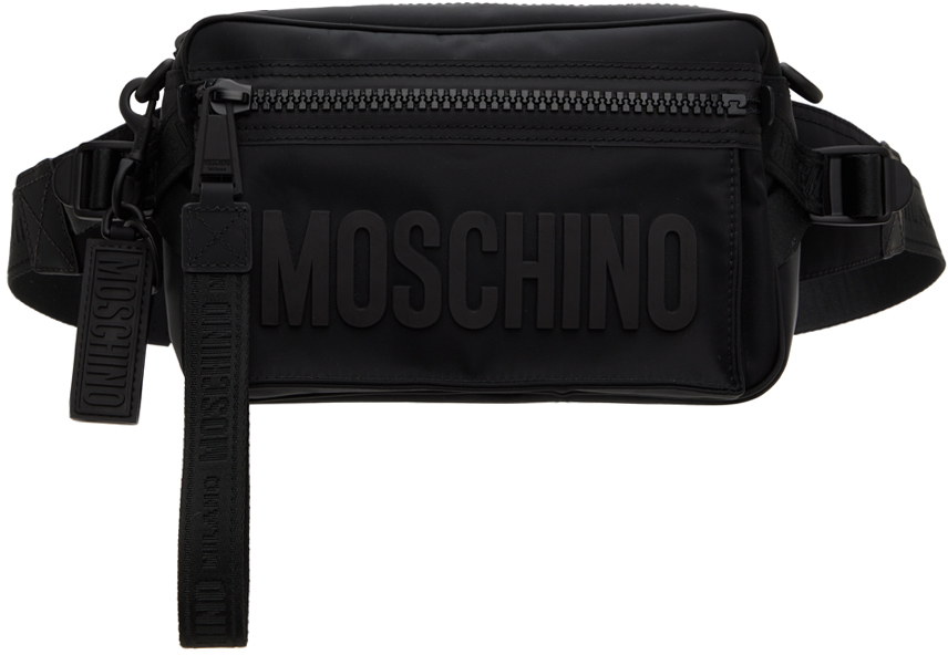 Moschino Black Logo Bag In A3555 Fantasy Print