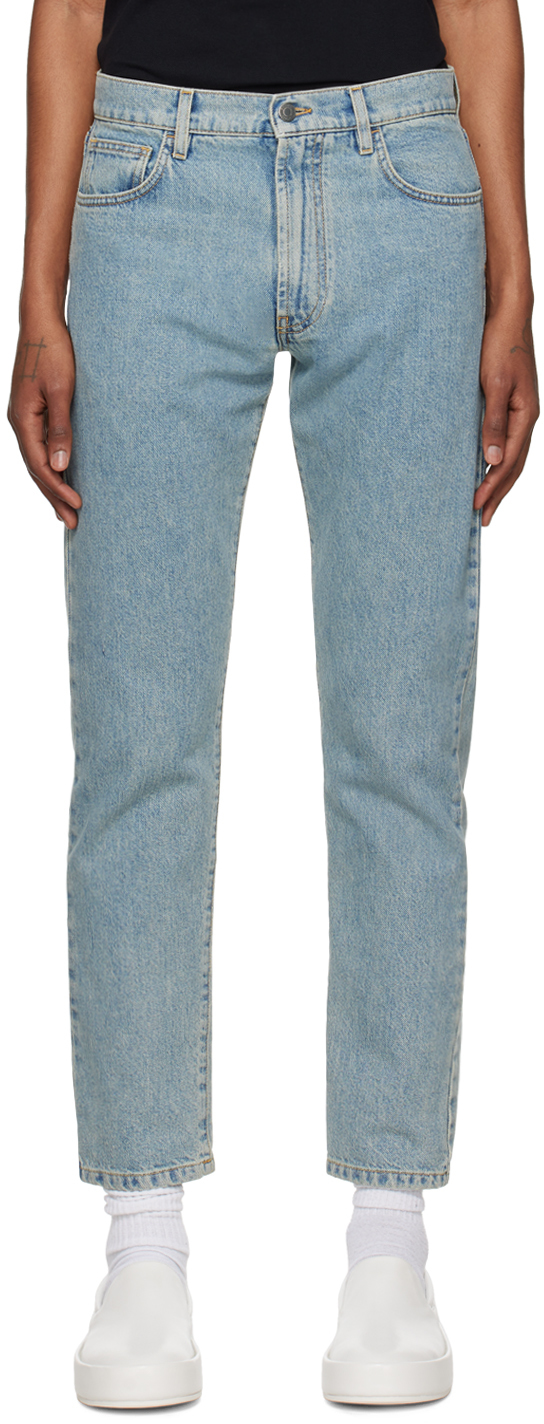 Moschino Blue Garment-washed Jeans In A0294