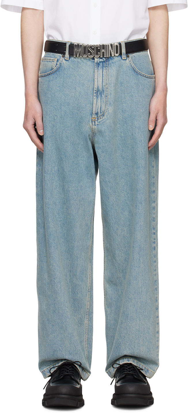 Blue Garment-Washed Jeans