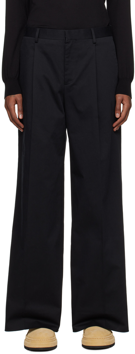 Moschino Black Pleated Trousers In J0555 Black