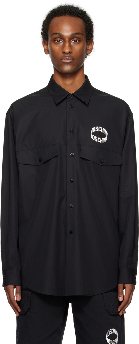 Moschino Black Loop Shirt In A1555 Fantasy Print