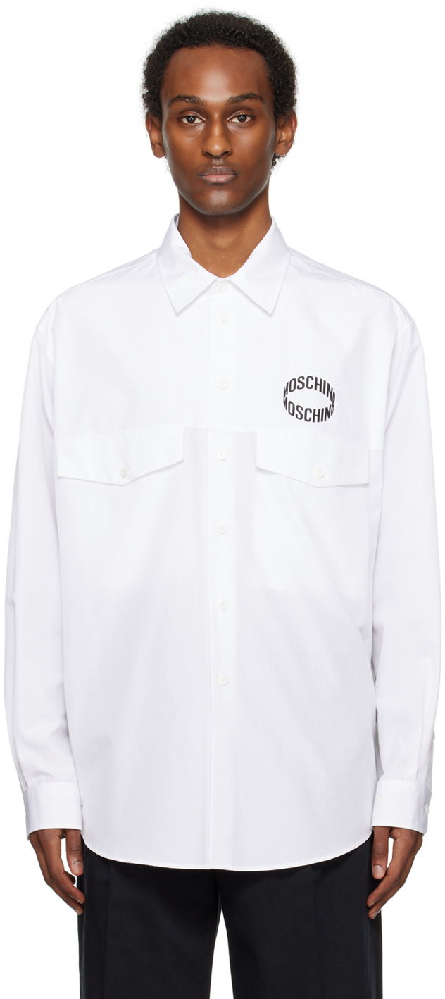 Moschino White Loop Shirt In A1001 Fantasy Print
