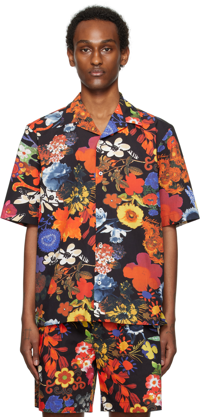 Shop Moschino Multicolor Allover Flowers Shirt In J1888 Fantasy Print