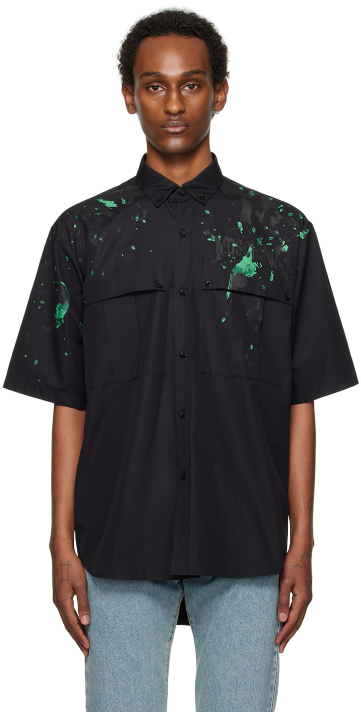 Moschino Black Painted Effect Shirt In A1555 Fantasy Print