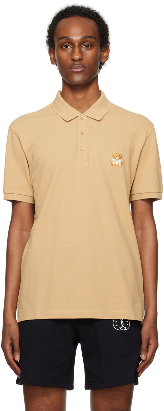 Moschino Beige Embroidered Polo In V0148 Beige
