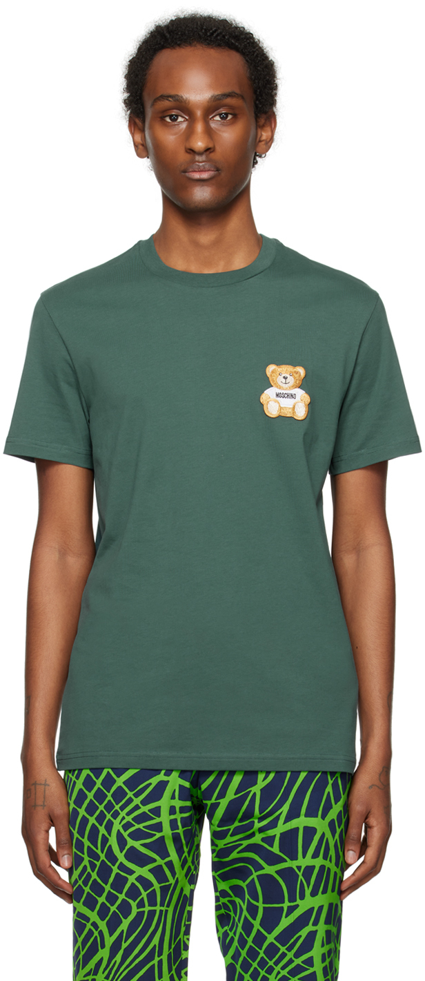 Moschino Green Teddy Patch T-shirt In V0441 Green