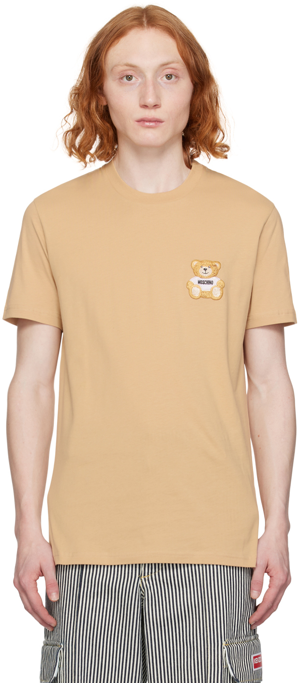 Moschino Beige Teddy Patch T-shirt In V0148 Beige
