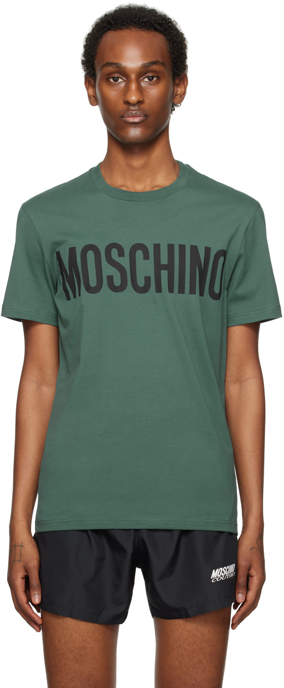 Shop Moschino Green Printed T-shirt In A1441 Fantasy Print