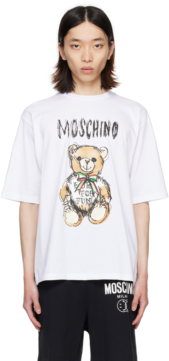 White Drawn Teddy Bear T-Shirt