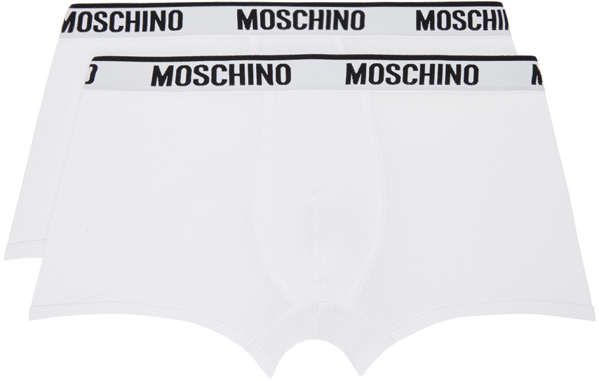Shop Moschino Two-pack White Boxers