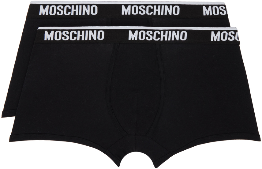 Shop Moschino Two-pack Black Boxers
