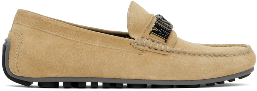 Shop Moschino Beige Driver Loafers In 10b * Fantasy Color