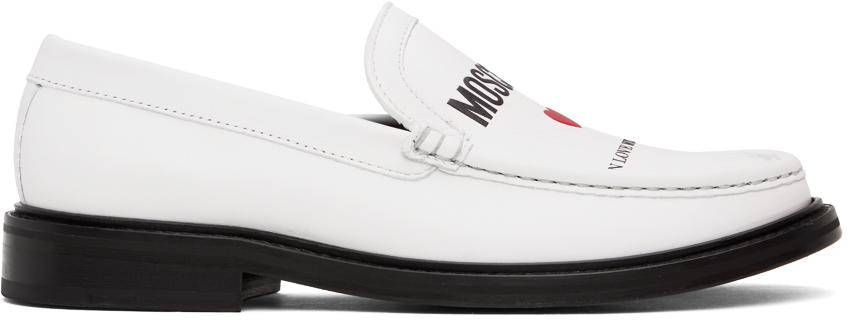 【関税込み】Moschino ホワイト College ローファー White College Loafers by Moschino on Sale