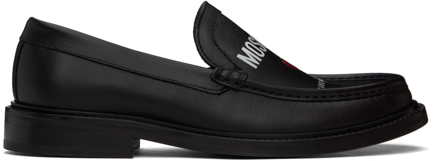 Shop Moschino Black College Loafers In 0