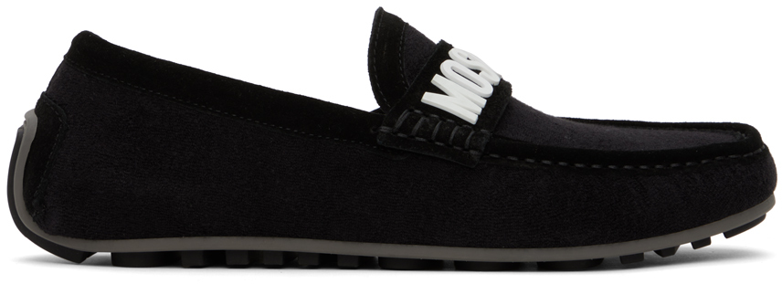 Shop Moschino Black Drivers Loafers In 0