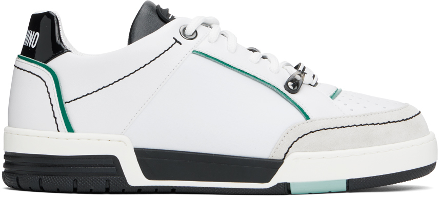 Moschino White & Black Streetball Trainers In 10a * Fantasy Colour