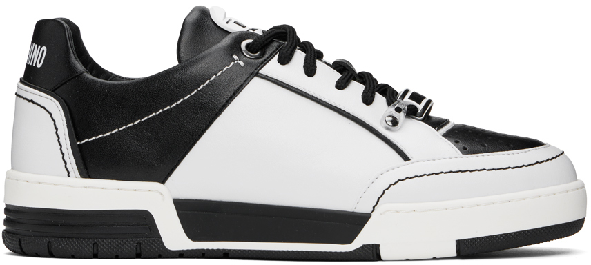 Moschino Black & White Streetball Sneakers In 10a * Fantasy Color