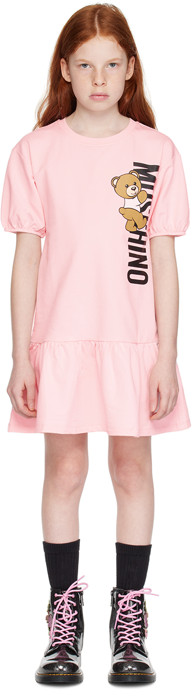 Moschino Kids Leo Teddy-print dress - Pink