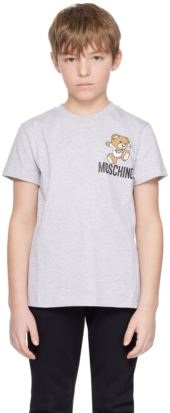 Kids Gray Teddy Bear T-Shirt by Moschino