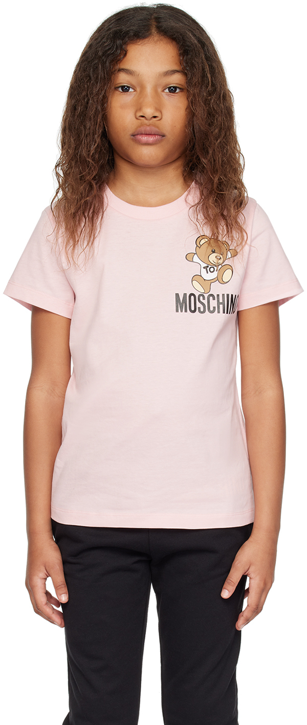 Shop Moschino Kids Pink Teddy Bear T-shirt In 50209 Sgr Rose