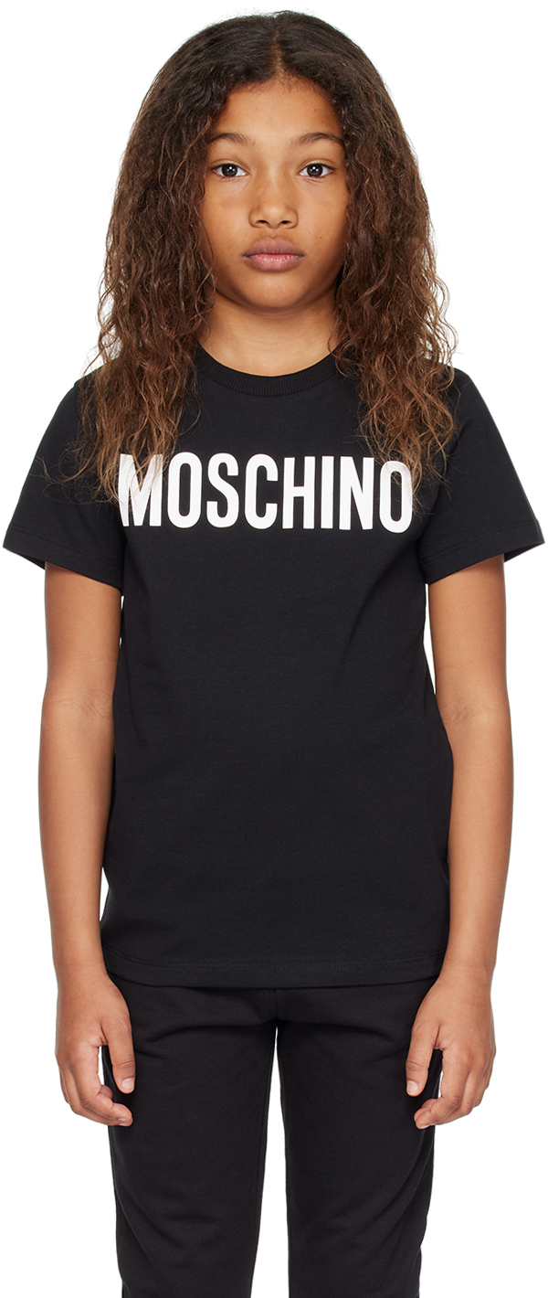 Shop Moschino Kids Black Printed T-shirt In 60100 Black