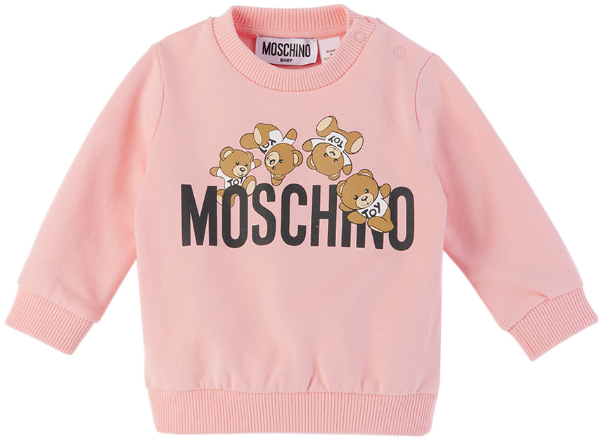 Shop Moschino Baby Pink Teddy Sweatshirt In 50209 Rose