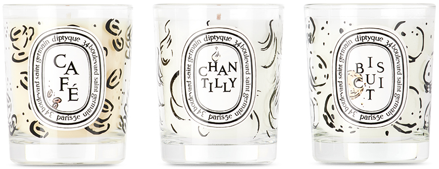 Diptyque Limited Edition Coffee Shop Candle Set, 3 Pcs In Blue