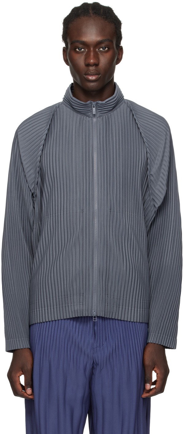 Issey Miyake Gray Monthly Color October Jacket In 18-slate Gray