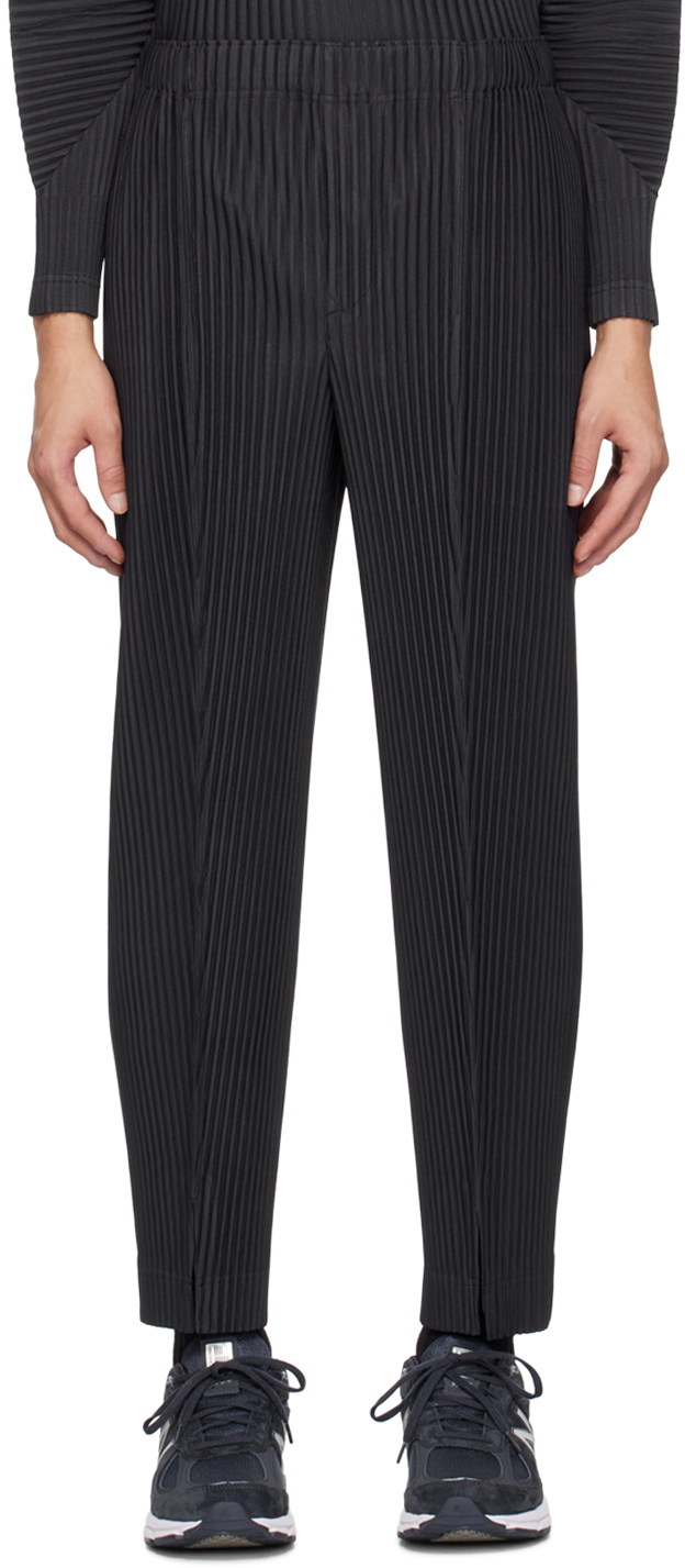 Shop Issey Miyake Gray Monthly Color November Trousers In 73-ink Blue