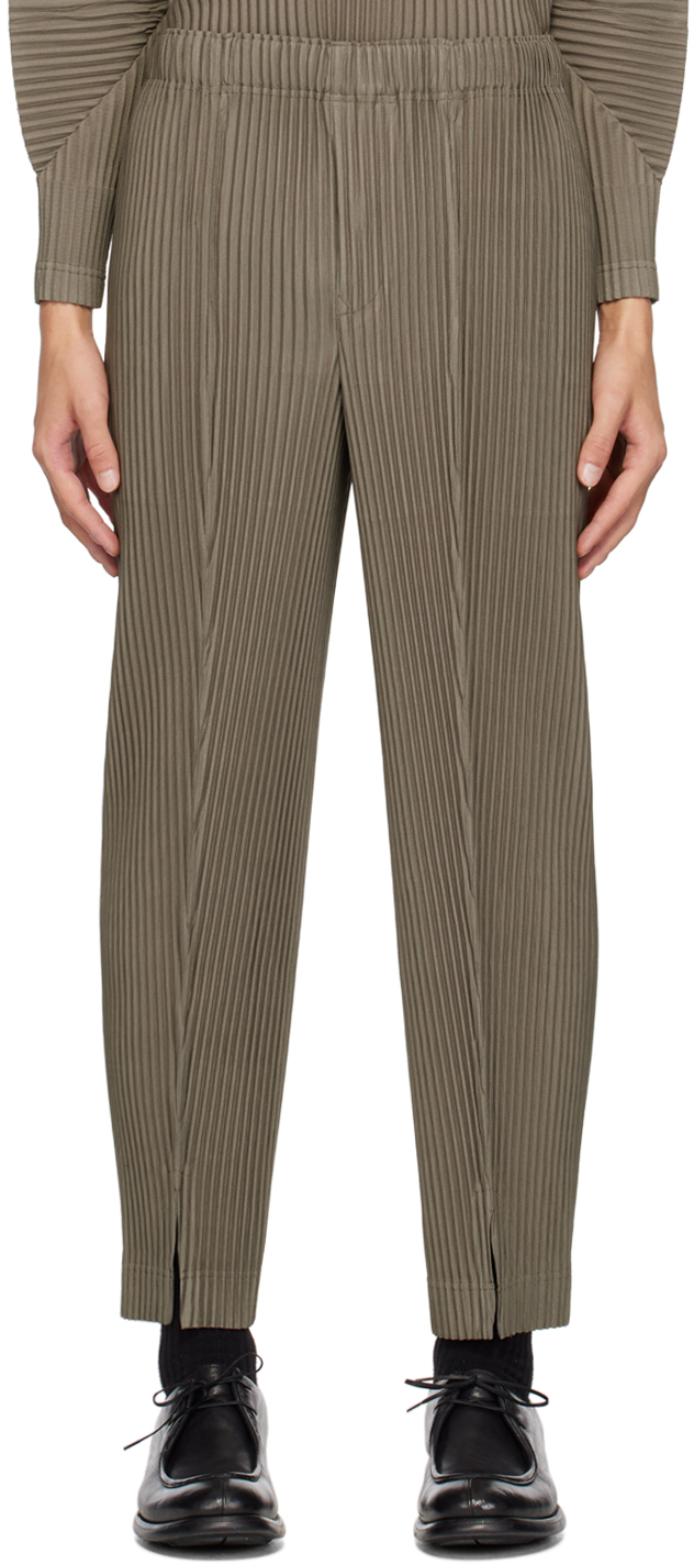 Issey Miyake Khaki Monthly Color November Trousers In 17-bronze Gray