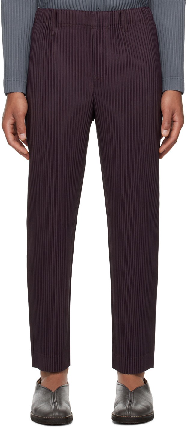 Issey Miyake Purple Tailored Pleats 2 Trousers In 47-burnt Brown