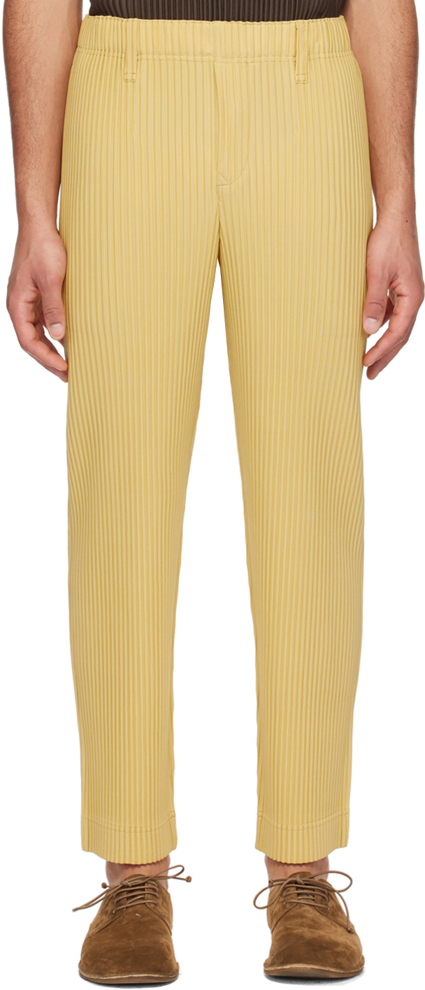 Shop Issey Miyake Yellow Tailored Pleats 1 Trousers In 51-mustard Yellow