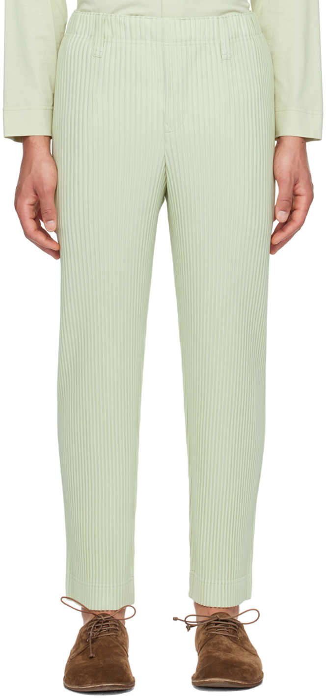 Shop Issey Miyake Green Tailored Pleats 1 Trousers In 61-light Jade Green