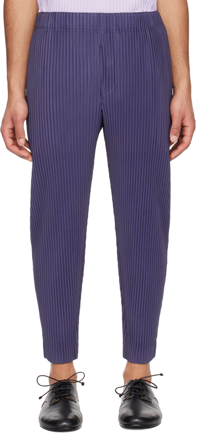 Shop Issey Miyake Navy Monthly Color February Trousers In 76-blue Charcoal