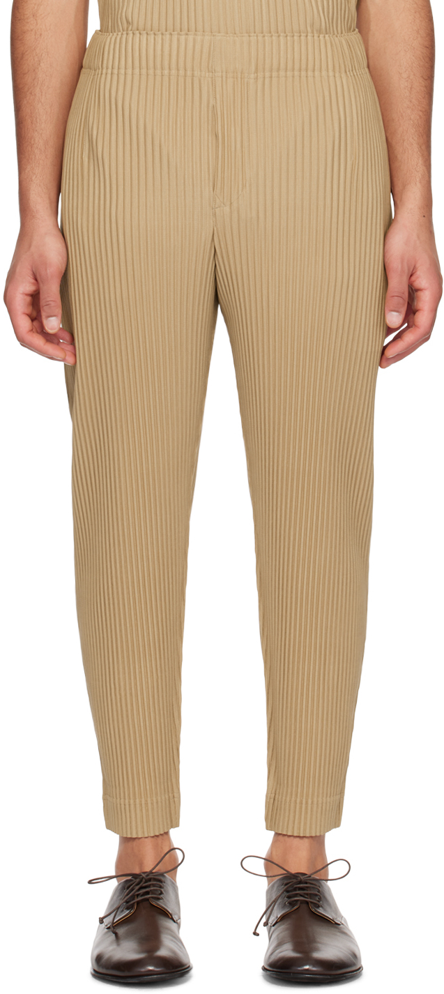 Shop Issey Miyake Beige Monthly Color February Trousers In 42-cinnamon Beige