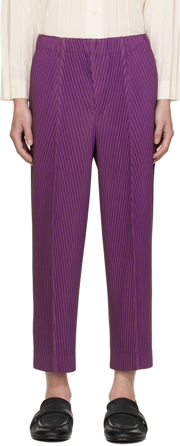 HOMME PLISSÉ ISSEY MIYAKE Purple Pleats Bottoms Trousers