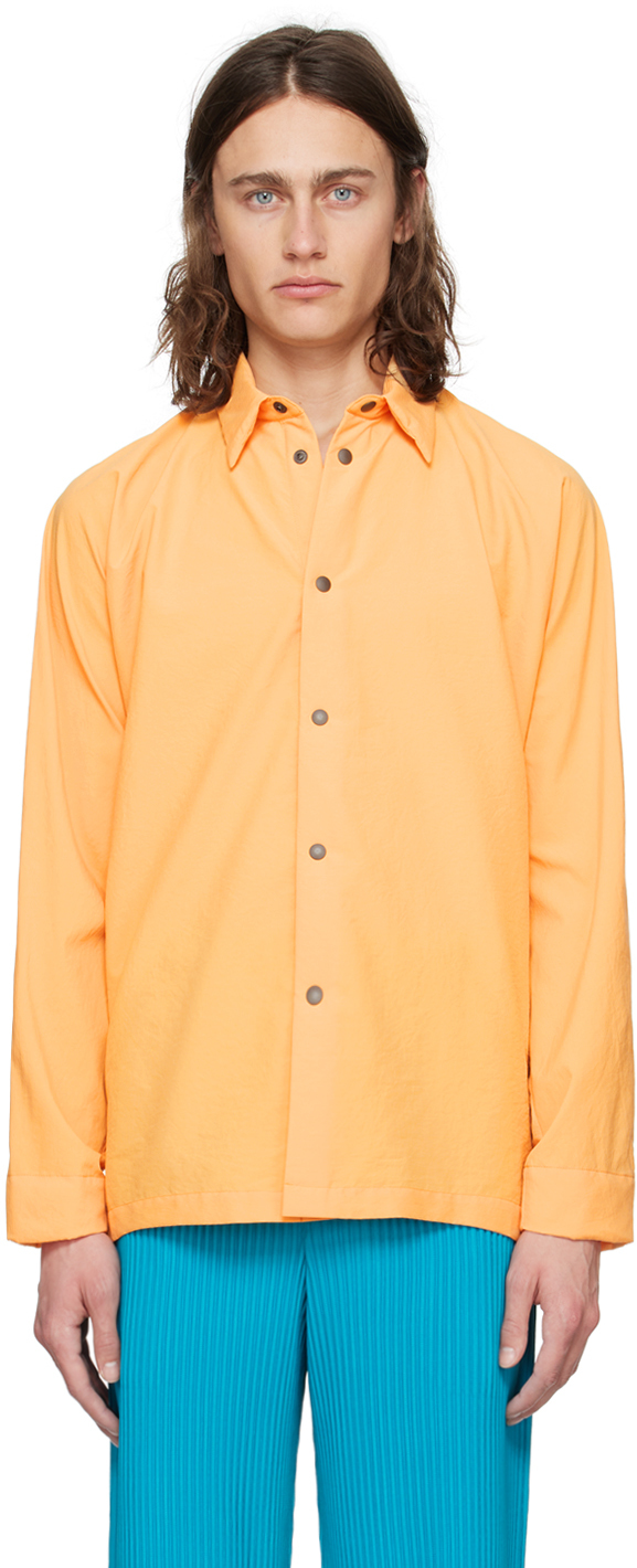 Issey Miyake Verso 1 Point-collar Shirt In Orange