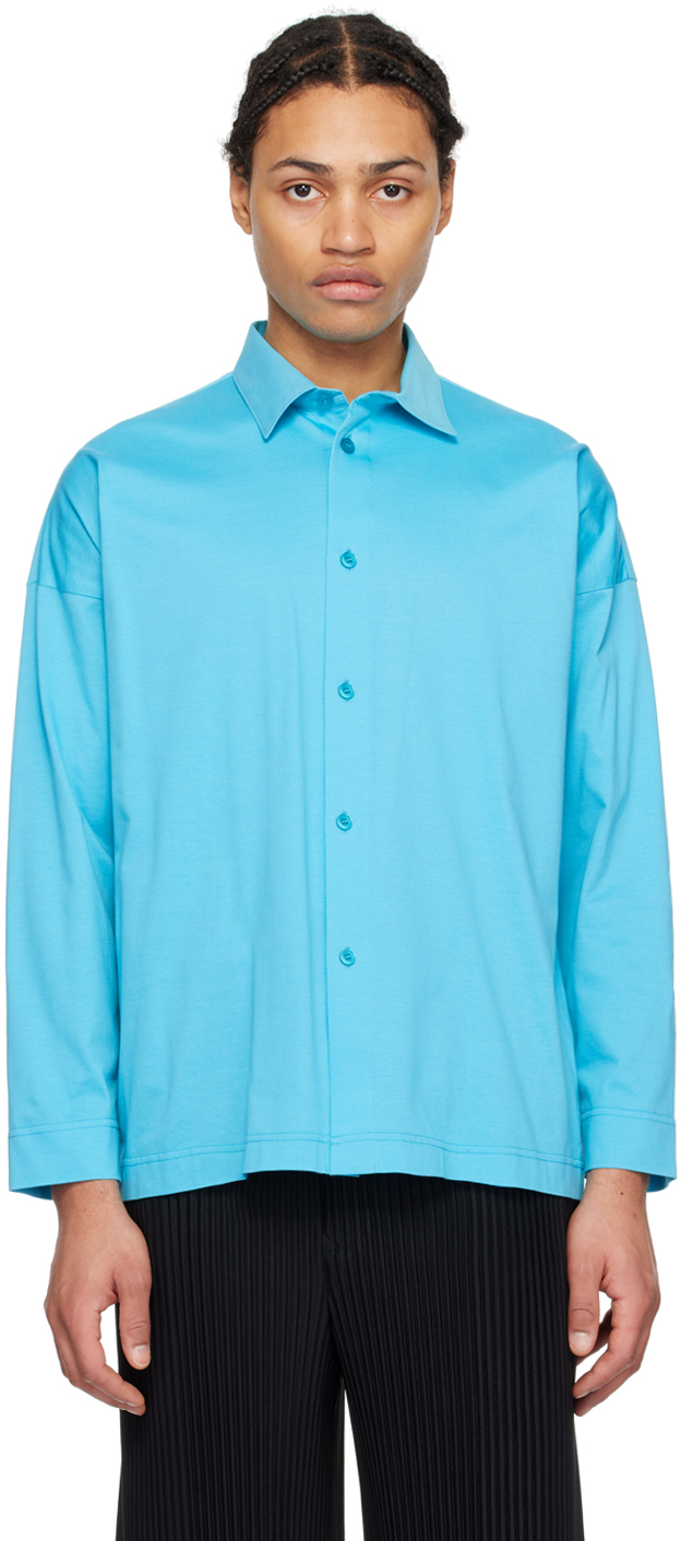 Shop Issey Miyake Blue Dolman Sleeve Shirt In 74-turquoise Blue