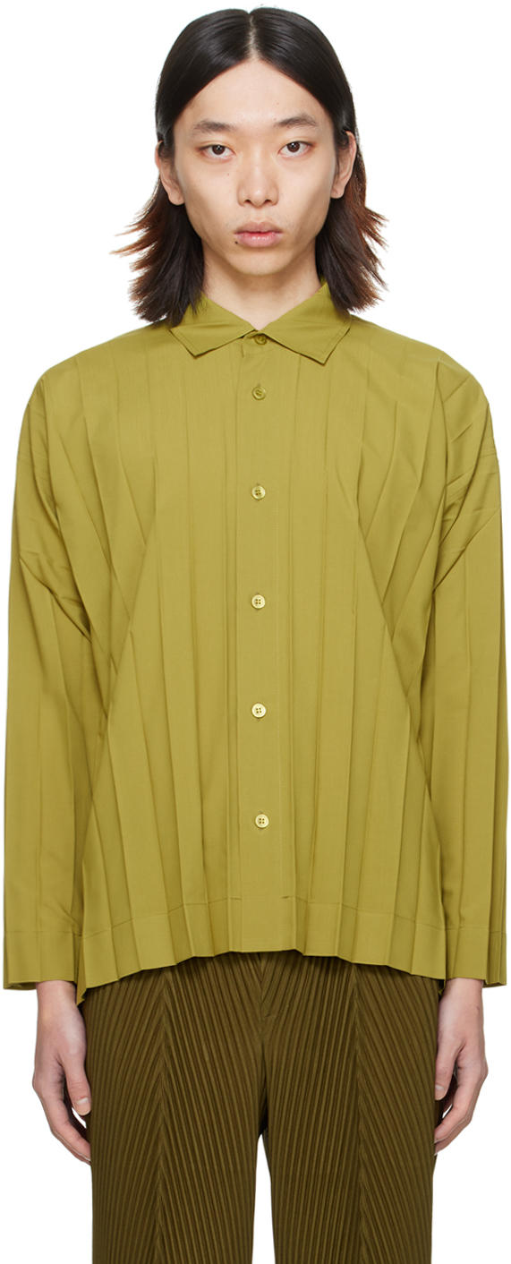 Issey Miyake Green Edge Shirt In 62-green